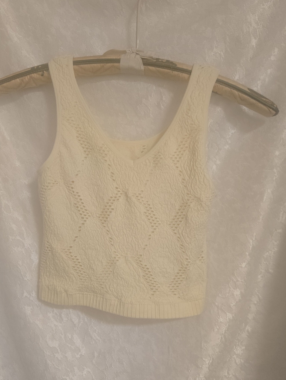 fresh Cream Textured Knit Tank Top
